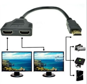 تصویر تبدیل 1 به 2 HDMI مادگی HDMI Splitter Adapter Cable 1 in 2 Out HDMI Male to Dual HDMI Female