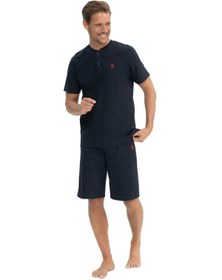 تصویر پیژامه و لباس خواب مردانه آبی سرمه ای یو اس پولو | P1P2P0P4P0 اورجینال 