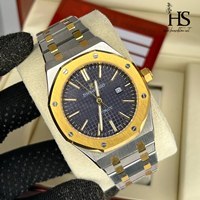 تصویر ساعت مچی مردانه AP تک موتوره استیل صفحه سرمه ای طلایی سیلور Audemars Piguet Royal Oak 