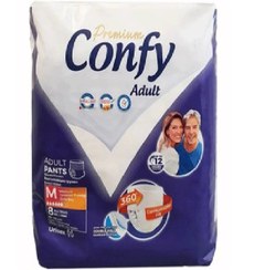 تصویر پوشک شورتی بزرگسال کانفی مدل پریمیوم سایز M بسته 8 عددی 