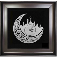 تصویر تابلو دکوری طرح ساعت و ماه 