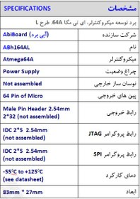 تصویر هدر برد و برد توسعه میکروکنترلر Atmega64A آبی برد ABh164AL 