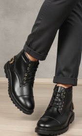 تصویر نیم بوت مردانه چرم خارجی درجه 1 مدل ksh212: شیک، دوردوخت و با دوام - pam - مشکی / ۴۱ Men's leather shoes with excellent quality, aryana model product