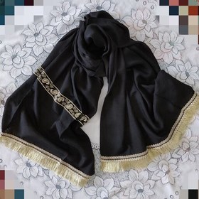 تصویر شال اسلپ مشکی یک طرف حاشیه ترمه( ارسال رایگان) 