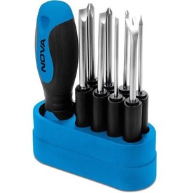 تصویر ست پیچ گوشتی قابل تعویض 8 عددی نووا مدل NTS 1340 NOVA NTS 1340 CHANGEABLE SCREWDRIVER SET