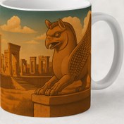 تصویر ماگ با طرح مجسمه شیردال یا گریفین 