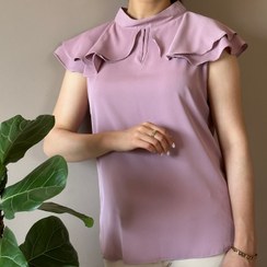 تصویر تاپ زنانه مجلسی کرپ الیزه سرشانه چین دار 