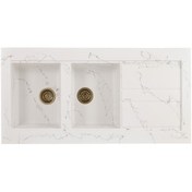 تصویر سینک گرانیتی روکار لنسن مدل LI921 - لگن چپ / سفید رگه طلایی 