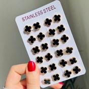 تصویر گوشواره میخی ونکلیف مشکی طلایی 