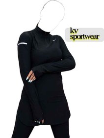 تصویر تونیک نیم زیپ فینگردار ورزشی زنانه Nike کد 006 Womens half zip sports tunic with Nike code 006