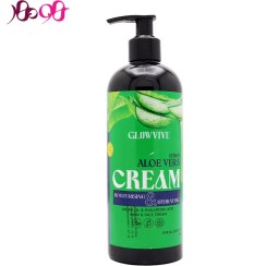 تصویر کرم مرطوب کننده دست و صورت گلووایو مدل آلوئه ورا مناسب برای انواع پوست وزن 400 گرم 