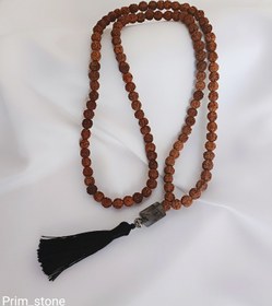 تصویر رودراکشا سایز ۱۰ همراه با سنگ کوارتز مویی و نقره عیار ۹۲۵ Rudraksha mala