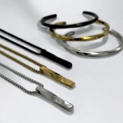 تصویر ست جواهرات استیل شامل گردنبند و بنگل پیچ 