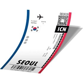 تصویر استیکر لپ تاپ و موبایل بلیط هواپیما به سئول Seoul Boarding Pass کد 796 