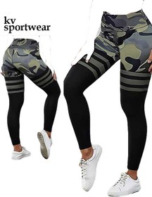 تصویر لگ کمر پهن ورزشی زنانه سابلی طرح چریکی Sable womens wide waist sports leggings with guerilla design