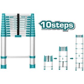 تصویر نردبان تلسکوپی ده پله توتال مدل THLAD08101 