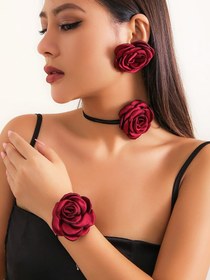 تصویر ست چوکر گل رز قرمز 