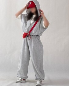 تصویر ست وست و شلوار جاگر زنانه گلکسی کد 80402 رنگ مشکی و طوسی 