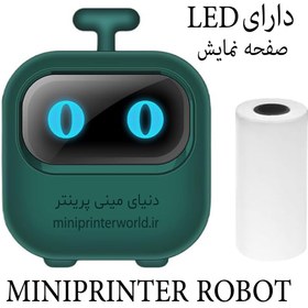 تصویر مینی پرینتر طرح ربات دارای لامپLED چاپ کیفیت عالی و طراحی زیبا مخصوص آنلاین شاپ ها و دانش اموزان - سفید Thermal mini printer ROBOT