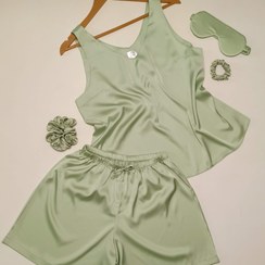 تصویر تاپ و شلوارک ابریشم خالص first class - نارنجی / سایز 