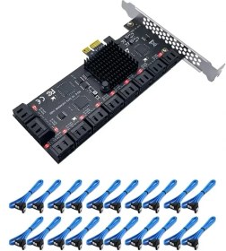 تصویر کارت تبدیل ۲۰ ساتا به pci HEROPANGE به همراه کابل ساتا 