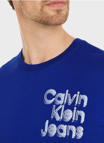 تصویر تی‌شرت یقه گرد استکد یوفوریک برند calvin klein jeans Stacked Euphoric Crew Neck T-Shirt