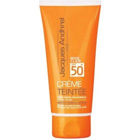 تصویر کرم ضد آفتاب +SPF50 مناسب پوست خشک و معمولی ژاک آندرل پاریس (بژ روشن) 