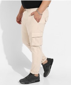 تصویر شلوار کتان مردانه با لبه مچ دار رنگ بژ برند campus sutra Men's Beige Cuffed Hem Cargo Trousers