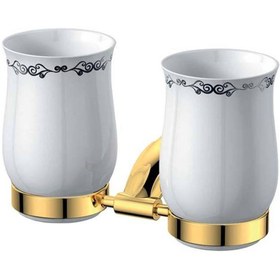 تصویر جا مسواکی دیواری دوبل گلد ویسن تین Visentin Gold Toothbrush Holder