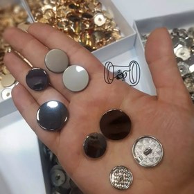 تصویر دکمه فلزی رنگ ثابت - طلایی مات / سایز 1 