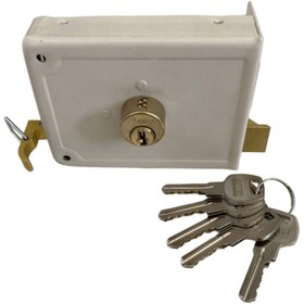 تصویر قفل حیاطی آماتیس مدل دو شیار - سفید چرمی 