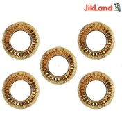 تصویر حلقه پا کبوتر فلزی جغجغه ای طلایی بسته ۱۰ عددی 