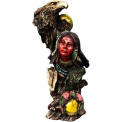 تصویر مجسمه مدل سرخپوست و عقاب 