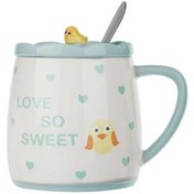 تصویر ماگ دردار سرامیکی سفید آبی روشن Vintage 