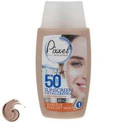تصویر ضد آفتاب بی‌رنگ پوست خشک و حساس +SPF50 پیکسل Ultra light Sunscreen Cream SPF50+ 50ml PIXXEL
