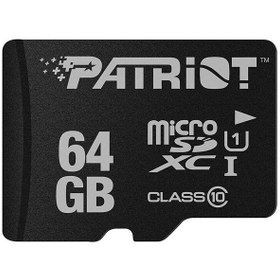 تصویر کارت حافظه‌ میکرو اس دی پاتریوت LX Series کلاس 10 استاندارد UHS-I U1 ظرفیت 64 گیگابایت همراه با آداپتور SD 