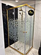 تصویر کابین دوش فریم دار کنج مدل LO11 شیشه سکوریت ۶ میل فریم طلایی 