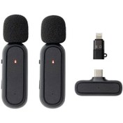 تصویر میکروفن یقه ای بی سیم مدل K61 Dual Lightning بسته 2 عددی (آیفونی) Wireless k61 microphone