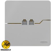 تصویر پریز تلفن دو سوکت ویرا مدل T2 نوک مدادی Veera Switch And Sockets T2 Grey