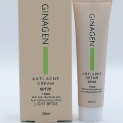تصویر کرم ضد جوش ژیناژن SPF20 بژ روشن 35 میل Ginagen Anti Acne Cream SPF20 Light Beige 35ml