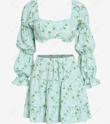 تصویر ست کراپ دامن برند: shein سایز: ۳۶/۳۸/۴۰ 