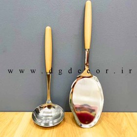 تصویر کفگیر و ملاقه دسته بامبو 