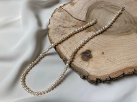 تصویر گردنبند مروارید ساده باروک کوچک 4 میلیمتر Pearl necklace