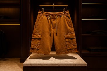 تصویر شلوارک بیرونی کتان ۶ جیب قهوه ای مردانه | کیفیت بالا - 3 Men's 6-pocket brown linen outer shorts | High quality