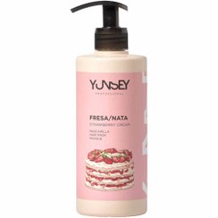 تصویر ماسک مو با رایحه توت فرنگی و خامه یانسی YUNSEY مدل Aromatic مناسب انواع مو حجم 400 میل YUNSEY HAIR AROMATIC MASK STRAWBERRY CREAM 400 ML