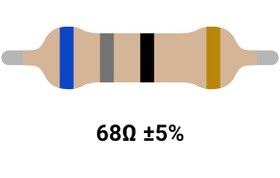 تصویر RESISTOR 1W 68R %5 – مقاومت ۱ وات ۶۸ اهم ۵% کربنی 