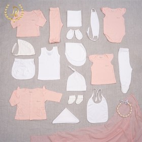 تصویر ست لباس نوزده تکه بیمارستانی نوزاد دخترانه طرح آکاردئون صورتی دانالو Danaloo Danaloo Pink Accordion 19-Piece Baby Girl Hospital Clothing Set