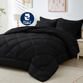 تصویر روتختی تکرنگ هتلی ساده اسپرت مشکی - دونفره ۱ bedspread