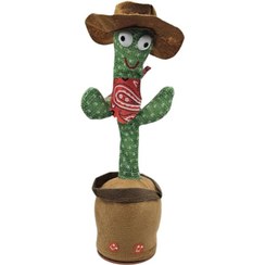 تصویر اسباب بازی ناب سل مدل کاکتوس سخنگو موزیکال رقصنده شارژی چراغدار طرح کلاه دار 