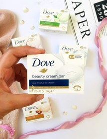تصویر صابون کرم‌دار Dove اصل – رایحه شیر رنگ آبی | Dove Cream Bar Milk 135g - لایه بردار ملایم Dove Cream Bar Milk 135 g